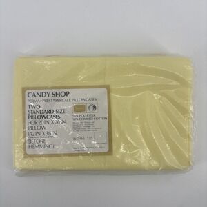 Sears Perma-Prest Standard Pillowcases 50/50 Candy Shop Yellow New Old Stock